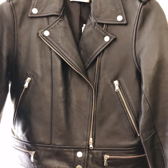 sandro cropped leather jacket